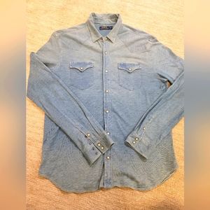 Mens Polo Cotton Denim Button down size XL
